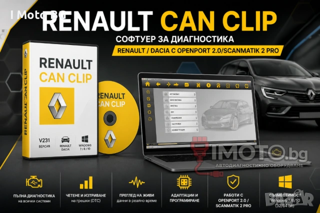 Renault Can Clip - Софтуер за диагностика Renault / Dacia с Openport 2.0/Scanmatik 2 PRO