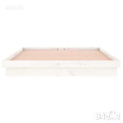 vidaXL LED рамка за легло бяла 140x190 см масивно дърво, снимка 7 - Спални и легла - 56147944