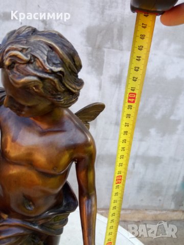 Бронзова статуетка "Зефир и Флора" - 19 век, 12 кг. Жак Бусо френски скулптор , снимка 5 - Антикварни и старинни предмети - 30809288