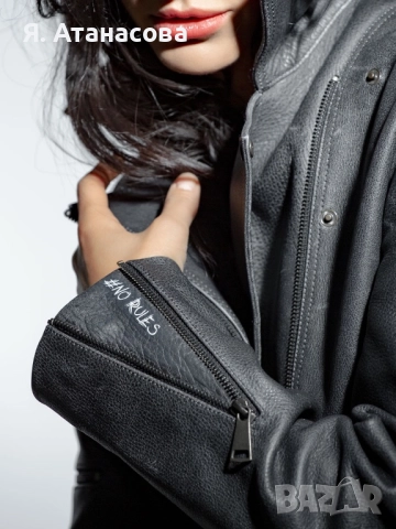 Кожено яке на марката ENIGMA, снимка 6 - Якета - 52579609