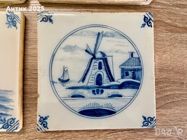 Комплект винтидж керамични плочки в стил Delft Blue, Нидерландия, снимка 8 - Антикварни и старинни предмети - 52790514