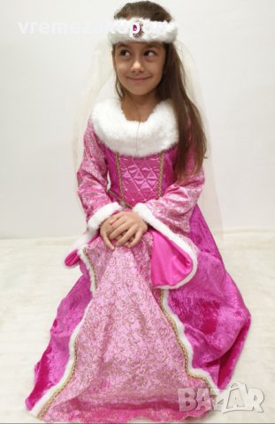 Много луксозна плюшена рокля на принцеса Аврора с обръчи и аксесоар за главата, снимка 5 - Детски рокли и поли - 35499677