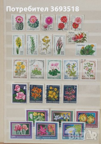 Пощенски марки/ цветя/ 130 бр.