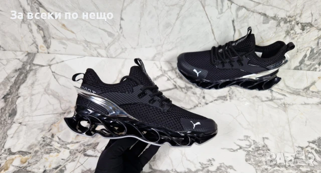 Puma Мъжки Черни Маратонки Със Сребрист Акцент🔝Мъжки Спортни Обувки Пума Код P760, снимка 2 - Маратонки - 50685977