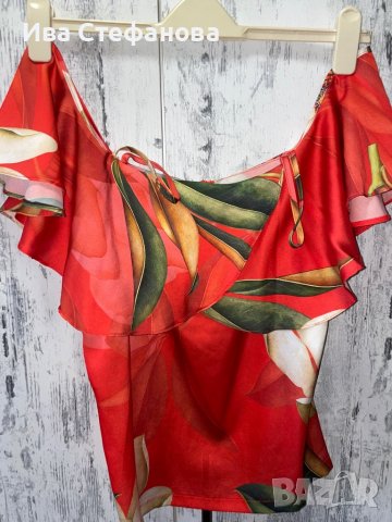 Разкошна цветна  блуза топ  флорален принт цветя с паднали ръкави , снимка 3 - Корсети, бюстиета, топове - 37287329