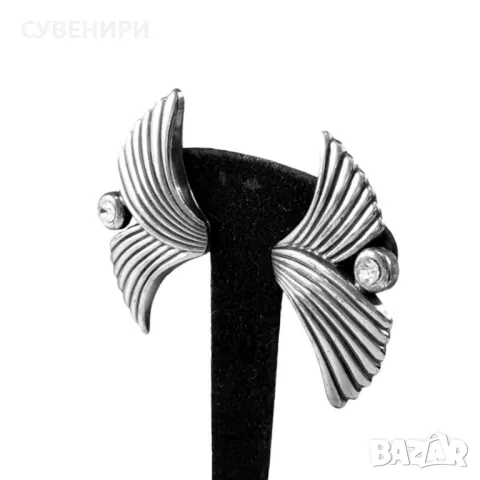 Посребрени винтидж обеци Ermani Bulatti, снимка 5 - Обеци - 49904216