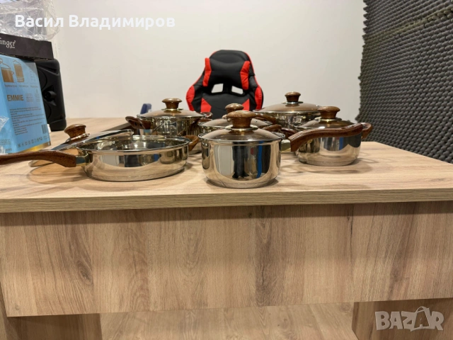 Комплект съдове за готвене от 12 части – Неръждаема стомана, равномерно нагряване и лесна поддръжка, снимка 5 - Прибори за хранене, готвене и сервиране - 53305698