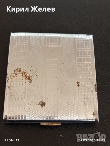 Стара рядка табакера сребрист цвят от соца за КОЛЕКЦИЯ ДЕКОРАЦИЯ 51092, снимка 2 - Други ценни предмети - 51745957