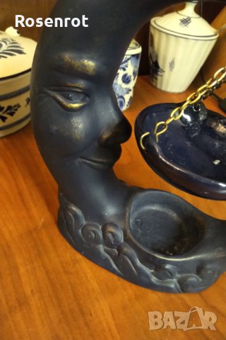 НАМАЛЕН Арт Нуво рядък керамичен свещник , снимка 3 - Антикварни и старинни предмети - 30925316