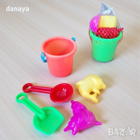 6345 Мини детски плажни играчки за пясък – комплект с кофичка, лопатка и фигурки, снимка 3 - Други - 53073343