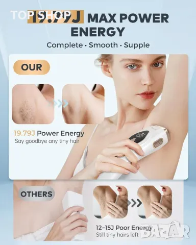 Лазерна епилация Hikyskin с охлаждане за цялото тяло, 9 нива, бял, снимка 2 - Други - 49629129