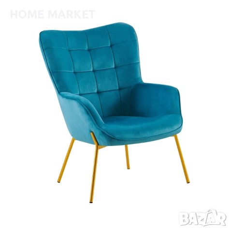 Фотьойл EDO синьо/златно   Материал - дамаска/метал   Цвят - синьо/златно   Височина (см) - 98   