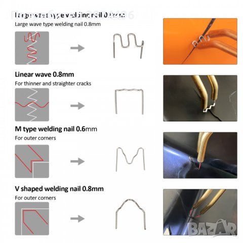 4001 Скоби за лепене на пластмаса - комплект 100 броя, снимка 4 - Други инструменти - 42150987