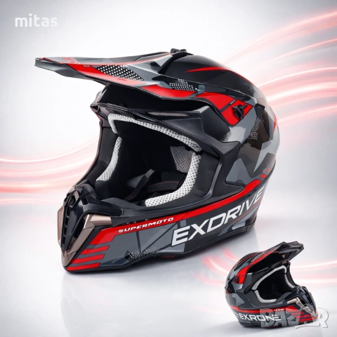 Кросова каска EXDRIVE, Full Face, DOT Сертификат, Размер: XL, снимка 7 - Аксесоари за велосипеди - 52145107