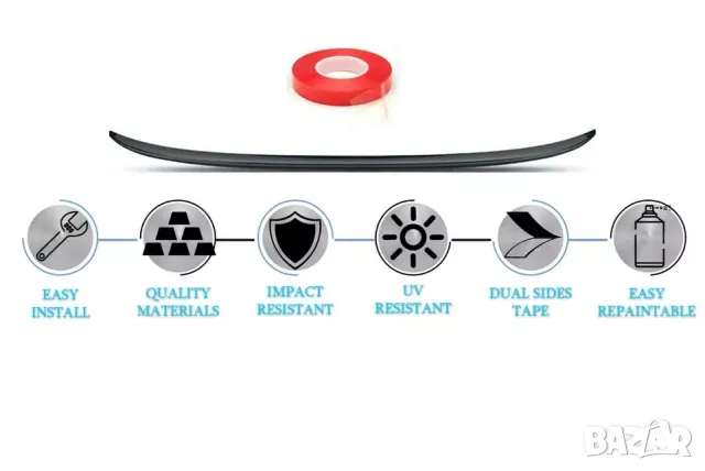 Лип спойлер заден черен пиано лак подходящ за Volkswagen Jetta A6 (2010-2017), снимка 3 - Аксесоари и консумативи - 47404250