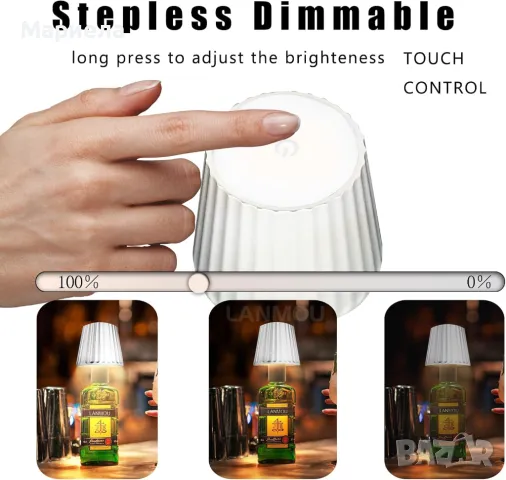 Акумулаторна LED настолна лампа За Бутилка / Лампа за Вино/Уиски / Тапа, снимка 12 - Други стоки за дома - 47976949