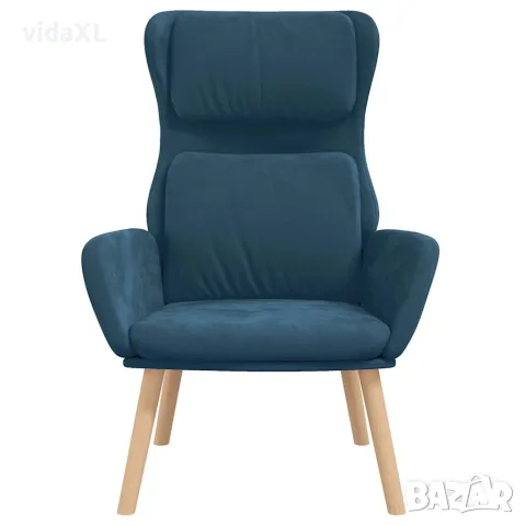 vidaXL Релакс стол, син, кадифе, снимка 3 - Дивани и мека мебел - 56147150