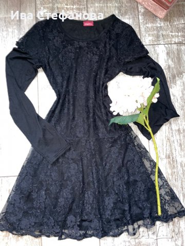 Черна елегантна дантелена парти рокля , снимка 5 - Рокли - 38832003