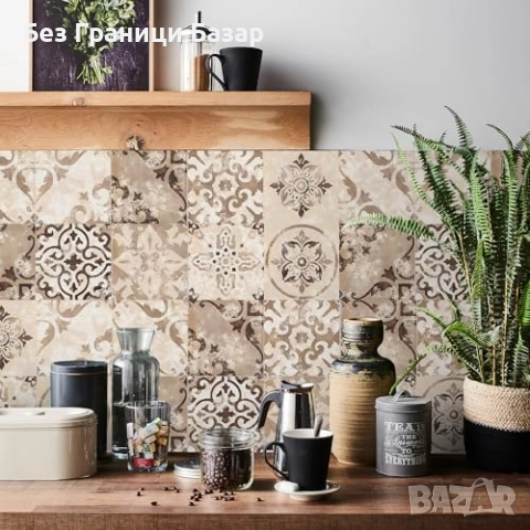 Нови винтидж самозалепващи плочки 24 броя водоустойчиви за кухня баня