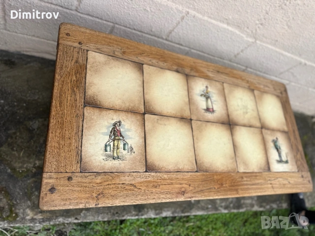 Масивна холна маса с керамични плочки - рустик / винтидж стил, снимка 2 - Маси - 53958487