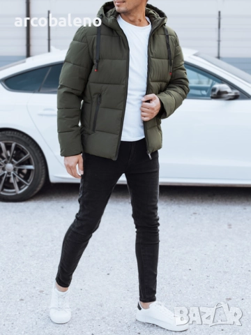 Мъжко зимно ватирано яке с качулка, 4цвята , снимка 4 - Якета - 52259354