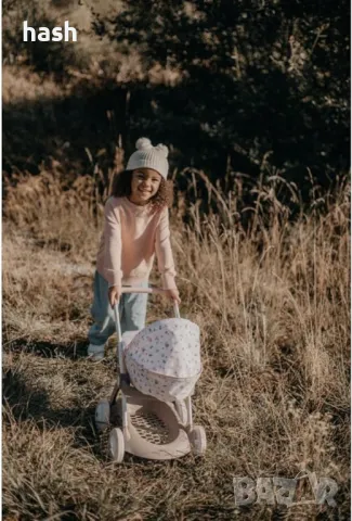 Количка с бебешка кошара и пластмасов сенник Smoby Baby Nurse Doll Pram, розово и бяло, снимка 2 - Детски колички - 48439771