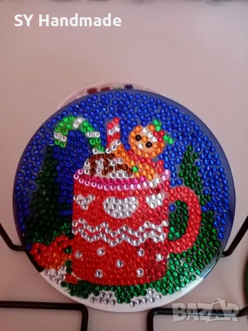 Сет диамантени подложки за чаши - 8бр, снимка 5 - Декорация за дома - 47902075