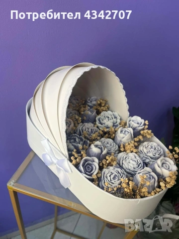 Бебешко кошче със сапунени цветя