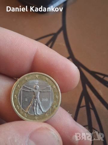 Рядка 1 евро монета Италия 2011 г.