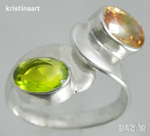 Сребърен пръстен с многоцветни кристали Сваровски