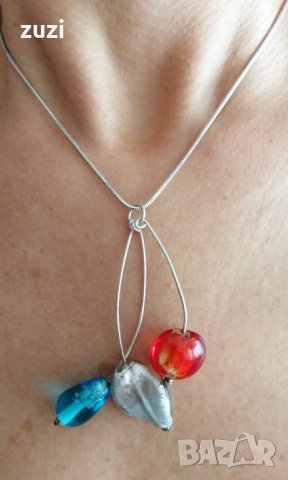 Дамско италианско колие с емайл. Сребро 925 , снимка 4 - Колиета, медальони, синджири - 37865103
