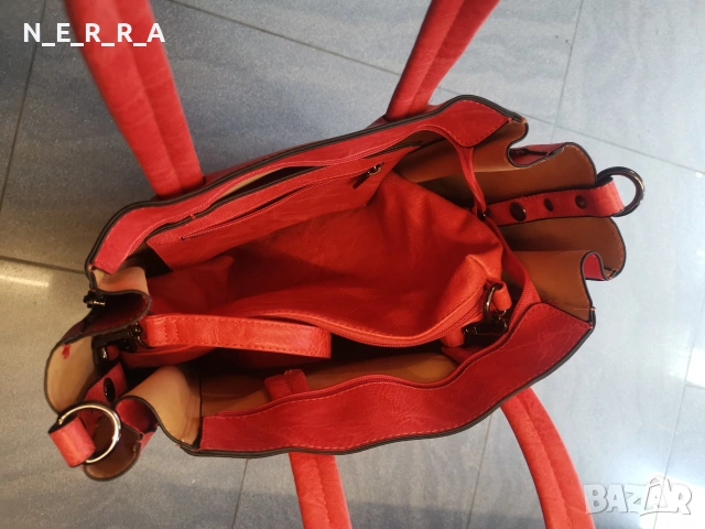 Дамска чанта 2 в 1-цвят корал, снимка 5 - Чанти - 53987106