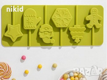 Коледни елха ръкавица човече силиконов молд форма за направа близалки на клечка фондан шоколад, снимка 2 - Форми - 34551215