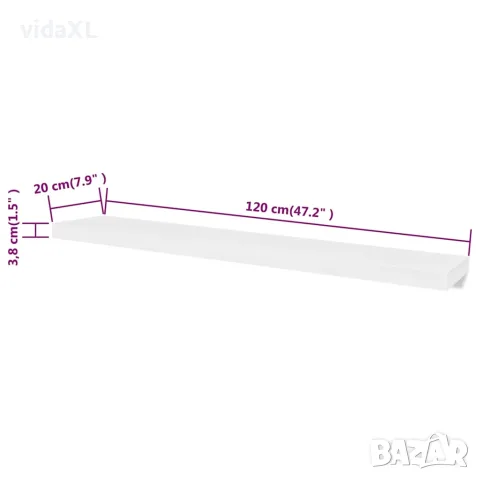 vidaXL 2 бели МДФ плаващи стенни рафтове за съхранение на книги/DVD, снимка 5 - Етажерки - 56146304