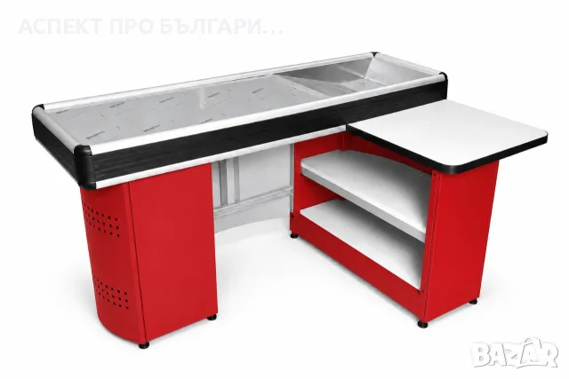 Необорудван касов модул 1,6м/1,5м червен/светлосив (RAL 3000/RAL 9006)