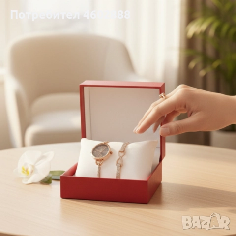 Комплект за нея: часовник и гривна с кристали – изискан стил всеки ден, снимка 4 - Дамски - 52122101