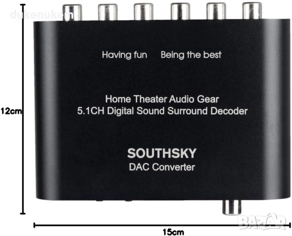 Aудио декодер 5.1CH с оптичен, коаксиален и AUX вход, Dolby/DTS, 6 RCA изхода, снимка 7 - Тонколони - 52711228