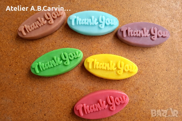 Декоративни подаръчни сапунчета с надпис „thank you“10 бр., снимка 2 - Декорация за дома - 54000523