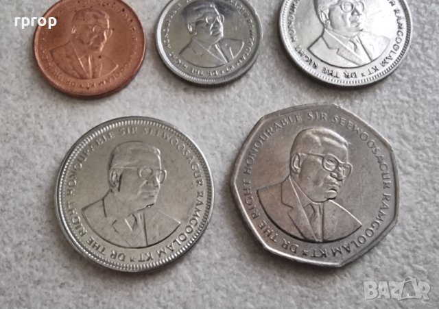 Монети. Мавриций. 5, 20  цента.  1/2 , 1  и 10 рупии. 5 бройки., снимка 7 - Нумизматика и бонистика - 42287455