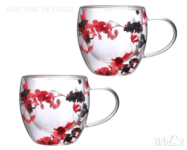 Двустенна Термо Чаша със Сухи Цветя , снимка 3 - Чаши - 48604199