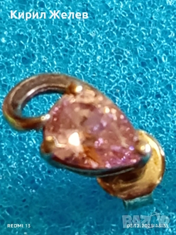 Изящни сребърни обеци елегантни с розов камък майсторска ръчна изработка 48944, снимка 4 - Обеци - 52625175