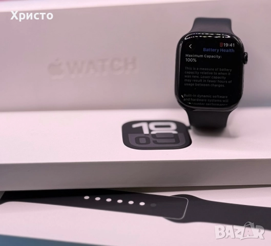 ГАРАНЦИОНЕН!!!   Apple Watch 10, GPS, Cellular, Jet Black Aluminum Case 46 мм, Black Sport Band , снимка 7 - Смарт часовници - 52832352