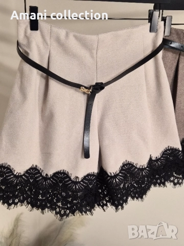Къси панталонки с вълна и дантела