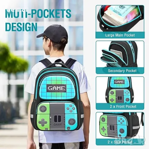 Раница за момчета Beaulyn Game за училище, снимка 4 - Раници - 48498054