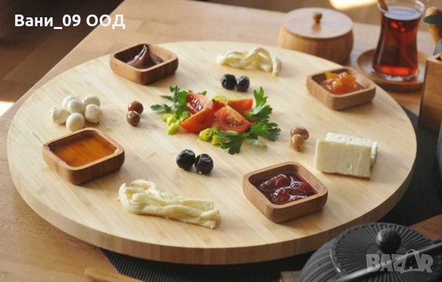 За празнична трапеза! Въртящо се дървено плато за мезета и сервиране, снимка 2 - Аксесоари за кухня - 31194745