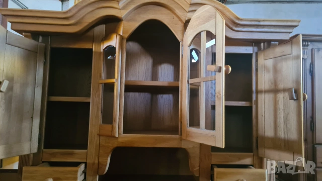 Уникален масивен бюфет в рустикален стил – Бижу за Вашия дом!, снимка 8 - Секции и витрини - 54202926