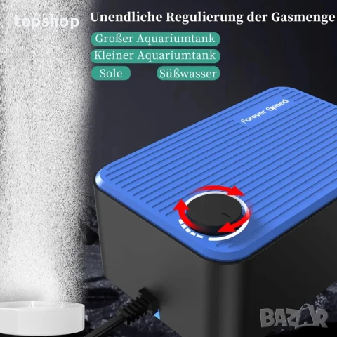 НОВА Безшумна въздушна помпа за аквариум Forever Speed, 8W, от 80 до 600 литра, снимка 5 - Оборудване за аквариуми - 50511203