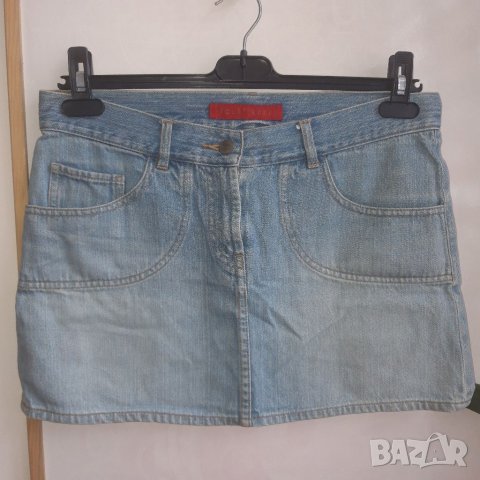 Дамска пола М/Л къса дънков плат без следи от употреба, снимка 1