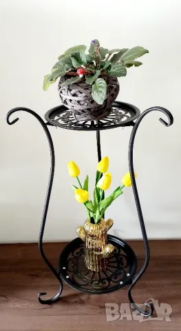 Двуетажна стойка за цветя - метал, снимка 2 - Други стоки за дома - 49892109