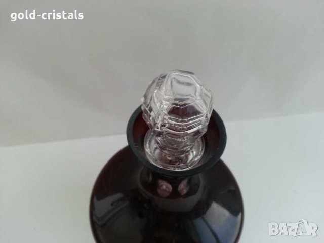 Кристална гарафа цветен червен кристал, снимка 7 - Антикварни и старинни предмети - 29989693